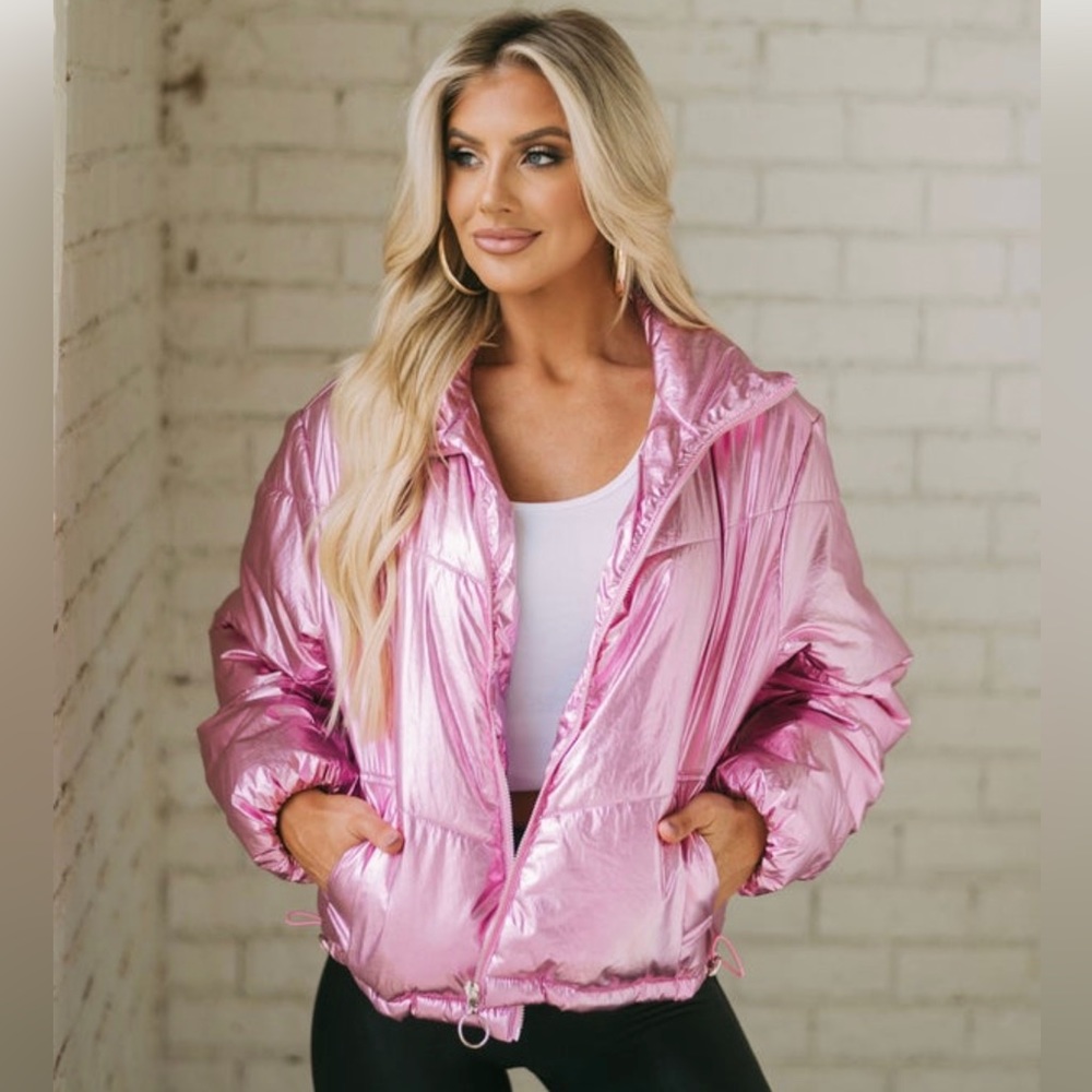 NWOT Light Pink Metallic Puffer